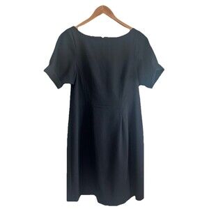Theory Dress Size 8 Black 96% Wool Mini Rolled Short Sleeves Twee Professional
